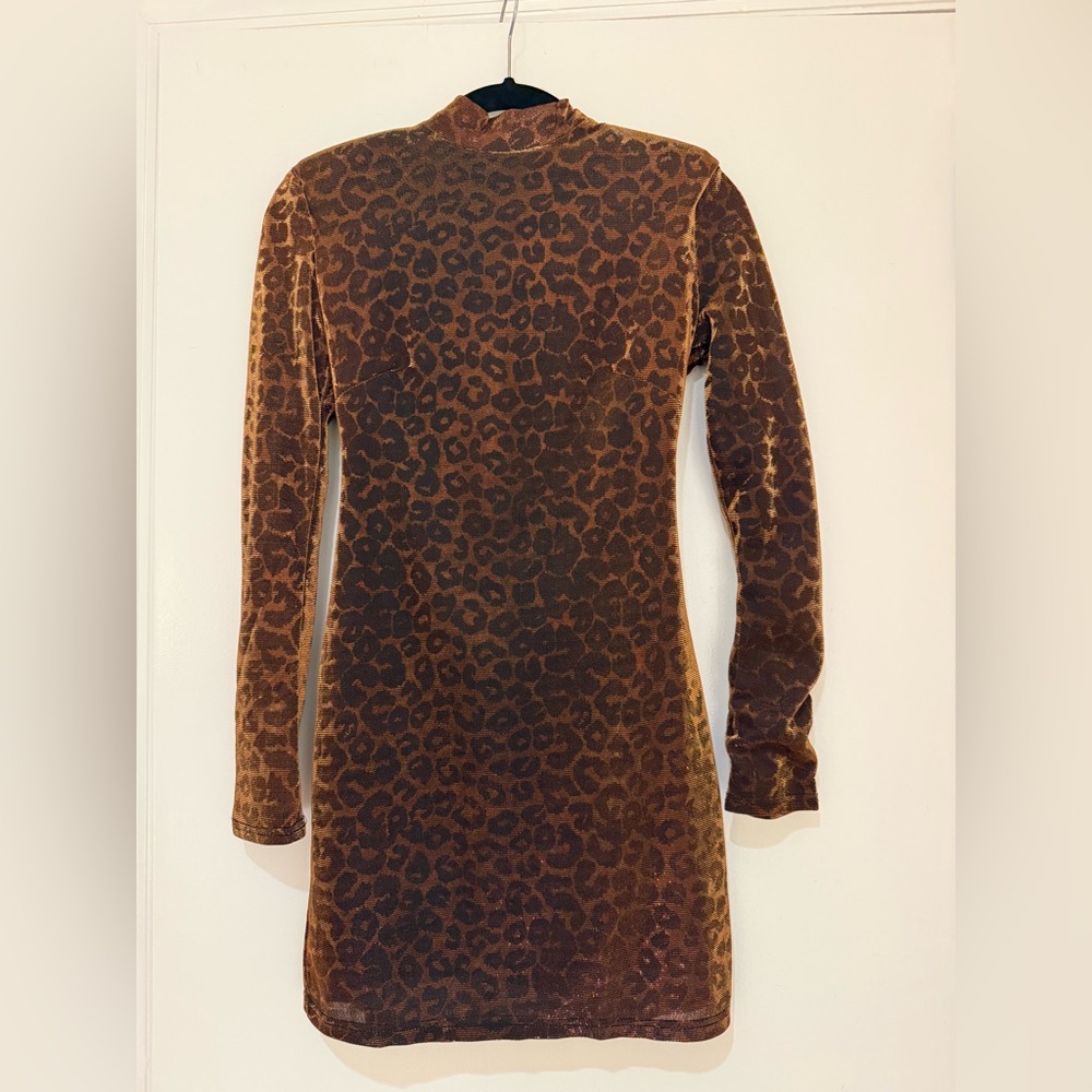 Leopard Print Long Sleeve Dress